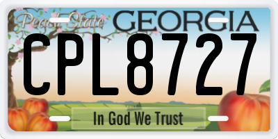 GA license plate CPL8727