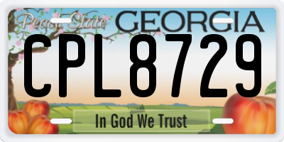 GA license plate CPL8729