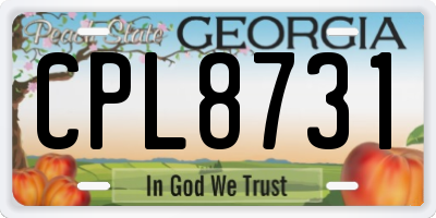 GA license plate CPL8731