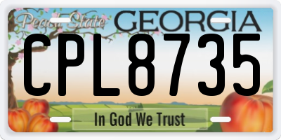 GA license plate CPL8735