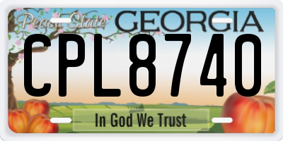 GA license plate CPL8740