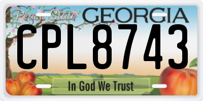 GA license plate CPL8743