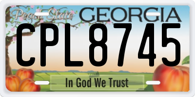 GA license plate CPL8745