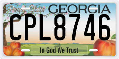 GA license plate CPL8746