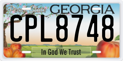 GA license plate CPL8748