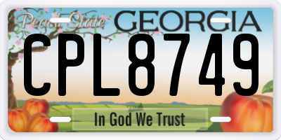 GA license plate CPL8749