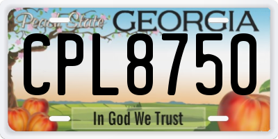 GA license plate CPL8750