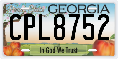 GA license plate CPL8752