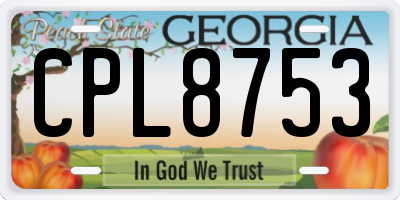 GA license plate CPL8753