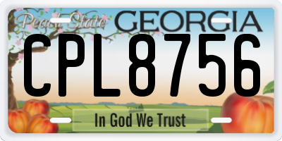 GA license plate CPL8756