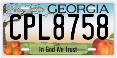 GA license plate CPL8758
