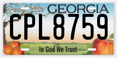 GA license plate CPL8759