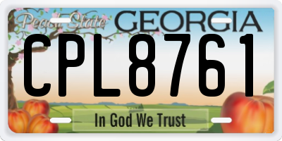 GA license plate CPL8761