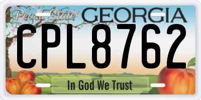 GA license plate CPL8762
