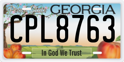 GA license plate CPL8763
