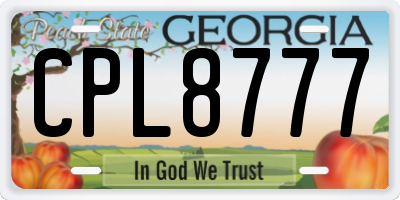 GA license plate CPL8777