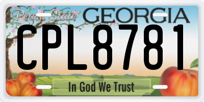 GA license plate CPL8781