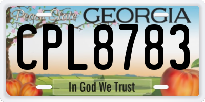 GA license plate CPL8783