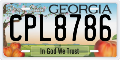 GA license plate CPL8786