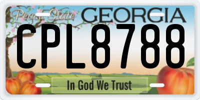 GA license plate CPL8788