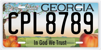 GA license plate CPL8789