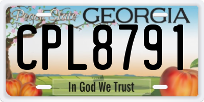 GA license plate CPL8791