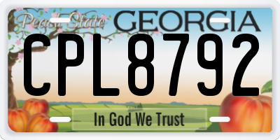 GA license plate CPL8792