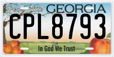 GA license plate CPL8793
