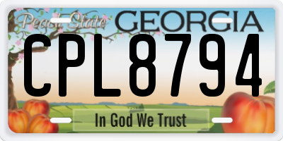 GA license plate CPL8794