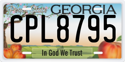 GA license plate CPL8795