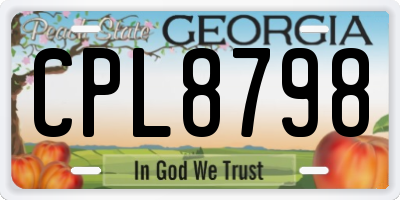 GA license plate CPL8798