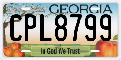 GA license plate CPL8799