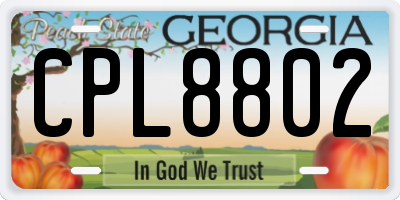 GA license plate CPL8802