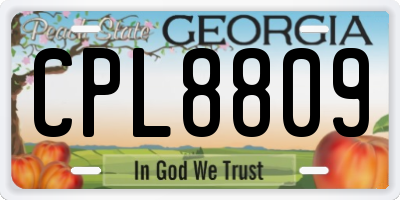 GA license plate CPL8809