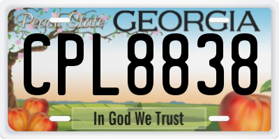 GA license plate CPL8838