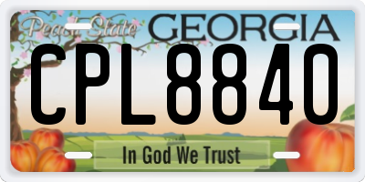 GA license plate CPL8840