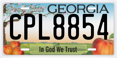 GA license plate CPL8854