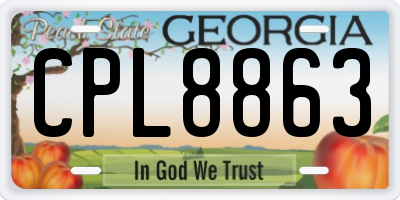 GA license plate CPL8863