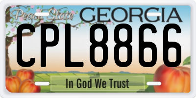 GA license plate CPL8866