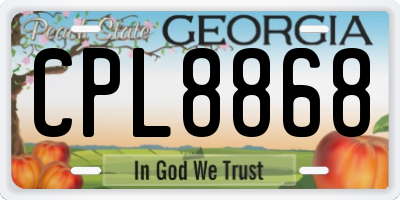 GA license plate CPL8868