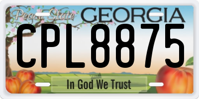 GA license plate CPL8875