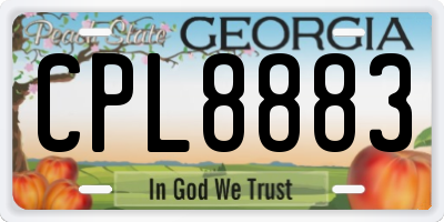 GA license plate CPL8883