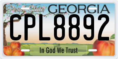 GA license plate CPL8892