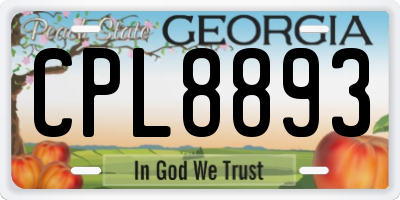 GA license plate CPL8893