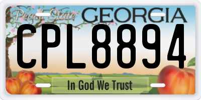 GA license plate CPL8894