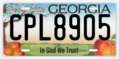 GA license plate CPL8905