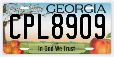 GA license plate CPL8909