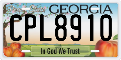 GA license plate CPL8910