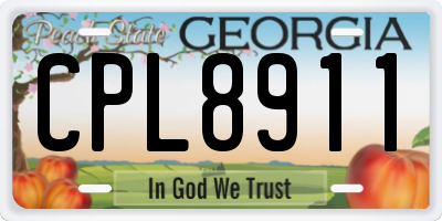 GA license plate CPL8911