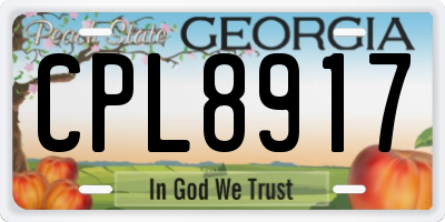 GA license plate CPL8917